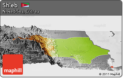 Physical Panoramic Map of Sh'eb, desaturated