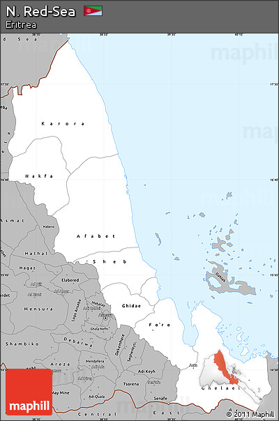 Gray Simple Map of N. Red-Sea