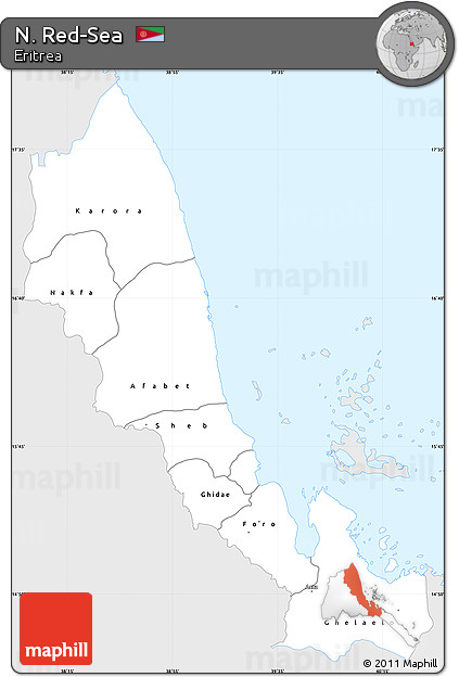 Silver Style Simple Map of N. Red-Sea, single color outside