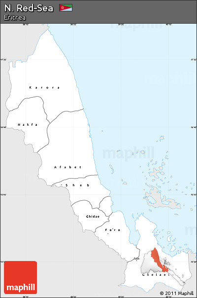 Silver Style Simple Map of N. Red-Sea, single color outside