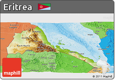 Physical Panoramic Map of Eritrea, political shades outside