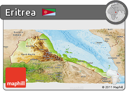 Physical Panoramic Map of Eritrea, satellite outside, shaded relief sea