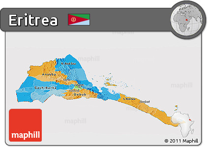 Political Panoramic Map of Eritrea, cropped outside
