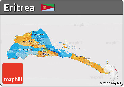 Political Panoramic Map of Eritrea, cropped outside