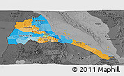 Political Panoramic Map of Eritrea, darken, desaturated