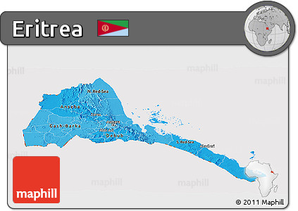 Political Shades Panoramic Map of Eritrea, cropped outside