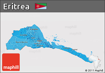 Political Shades Panoramic Map of Eritrea, cropped outside