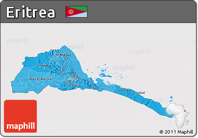 Political Shades Panoramic Map of Eritrea, cropped outside