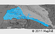 Political Shades Panoramic Map of Eritrea, darken, desaturated