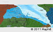 Political Shades Panoramic Map of Eritrea, darken, land only