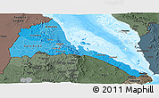 Political Shades Panoramic Map of Eritrea, darken, semi-desaturated, land only