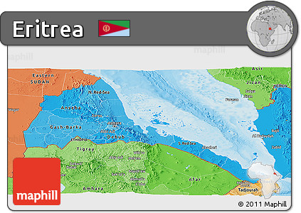 Political Shades Panoramic Map of Eritrea