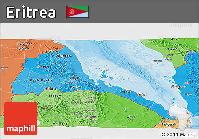 Political Shades Panoramic Map of Eritrea