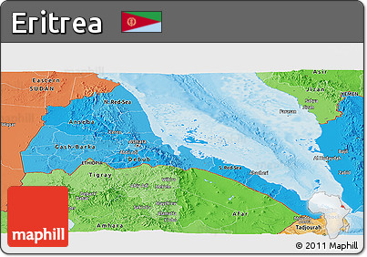 Political Shades Panoramic Map of Eritrea