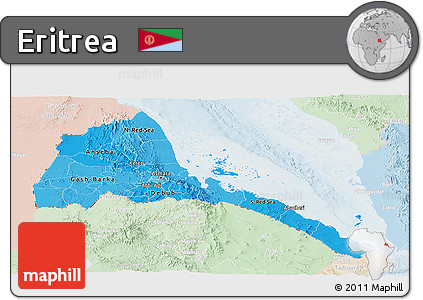 Political Shades Panoramic Map of Eritrea, lighten