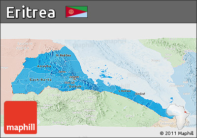 Political Shades Panoramic Map of Eritrea, lighten