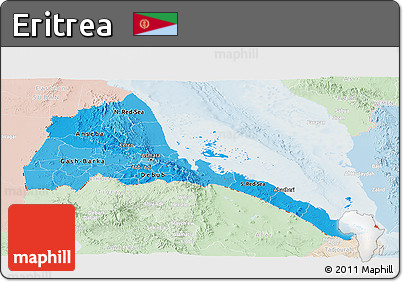 Political Shades Panoramic Map of Eritrea, lighten