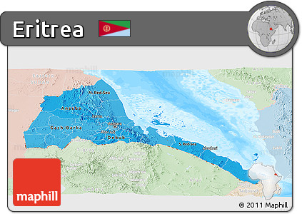 Political Shades Panoramic Map of Eritrea, lighten, land only