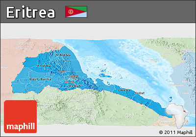 Political Shades Panoramic Map of Eritrea, lighten, land only