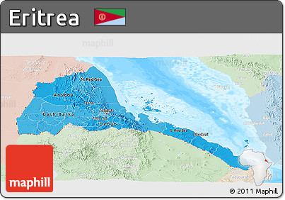 Political Shades Panoramic Map of Eritrea, lighten, land only