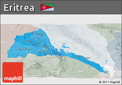 Political Shades Panoramic Map of Eritrea, lighten, semi-desaturated