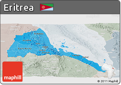 Political Shades Panoramic Map of Eritrea, lighten, semi-desaturated