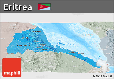 Political Shades Panoramic Map of Eritrea, lighten, semi-desaturated, land only