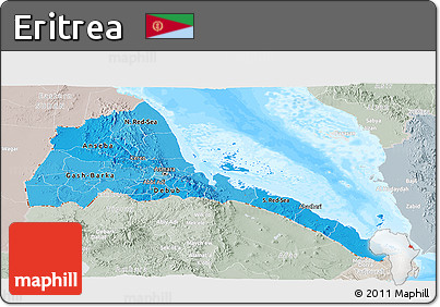 Political Shades Panoramic Map of Eritrea, lighten, semi-desaturated, land only