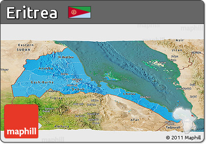 Political Shades Panoramic Map of Eritrea, satellite outside