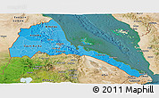 Political Shades Panoramic Map of Eritrea, satellite outside