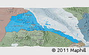 Political Shades Panoramic Map of Eritrea, semi-desaturated