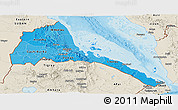 Political Shades Panoramic Map of Eritrea, shaded relief outside
