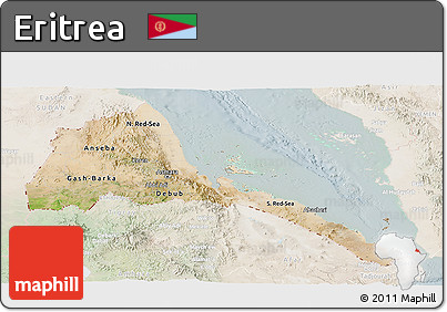 Satellite Panoramic Map of Eritrea, lighten