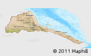 Satellite Panoramic Map of Eritrea, single color outside, bathymetry sea