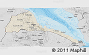 Shaded Relief Panoramic Map of Eritrea, desaturated, land only