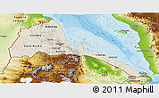 Shaded Relief Panoramic Map of Eritrea, physical outside