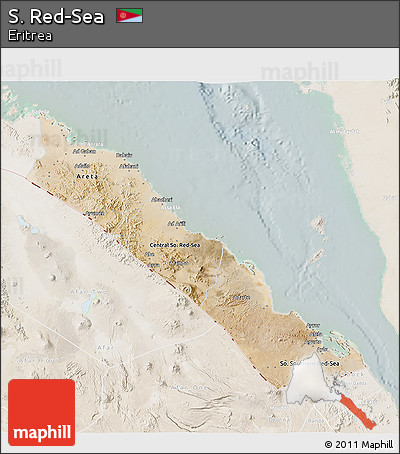 Satellite 3D Map of S. Red-Sea, lighten