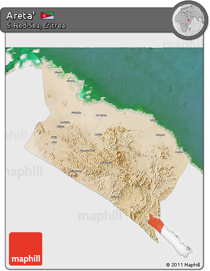 Satellite 3D Map of Areta', single color outside