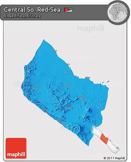 Political 3D Map of Central So. Red-Sea, cropped outside