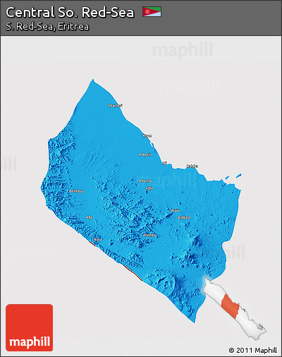 Political 3D Map of Central So. Red-Sea, cropped outside