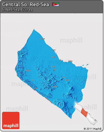 Political 3D Map of Central So. Red-Sea, cropped outside