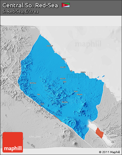 Political 3D Map of Central So. Red-Sea, lighten, desaturated