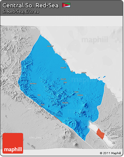 Political 3D Map of Central So. Red-Sea, lighten, desaturated