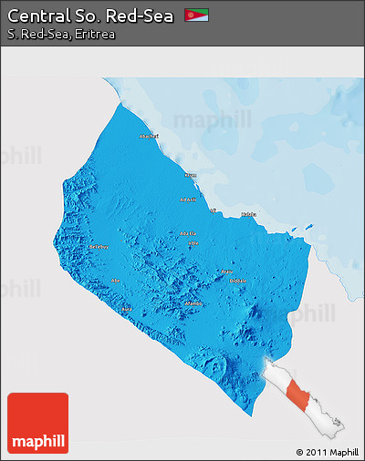 Political 3D Map of Central So. Red-Sea, single color outside