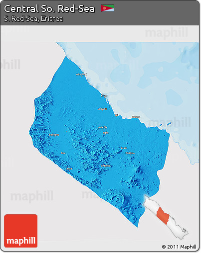 Political 3D Map of Central So. Red-Sea, single color outside
