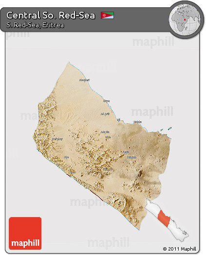 Satellite 3D Map of Central So. Red-Sea, cropped outside