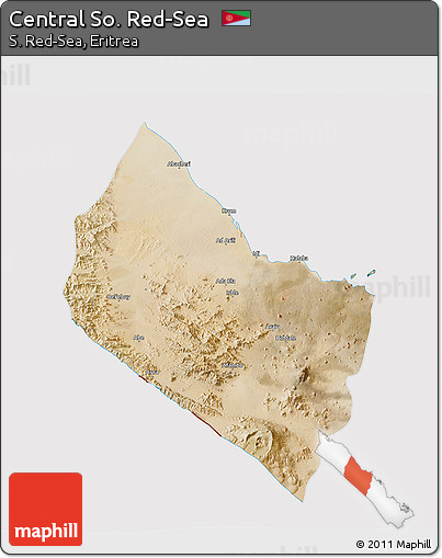 Satellite 3D Map of Central So. Red-Sea, cropped outside