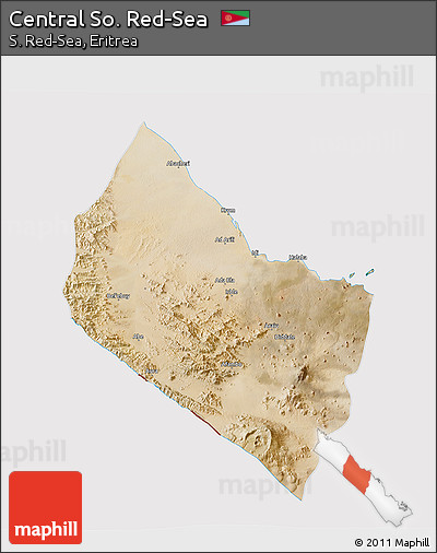 Satellite 3D Map of Central So. Red-Sea, cropped outside