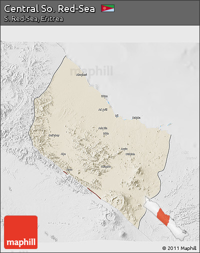 Shaded Relief 3D Map of Central So. Red-Sea, lighten, desaturated