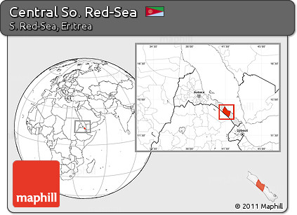 Blank Location Map of Central So. Red-Sea, highlighted parent region, within the entire country